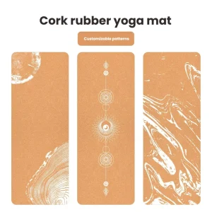 White Printed Cork Natural Rubber Yoga Mat 5mm Sweat Absorbing Anti Slip Eco-friendly Shock-absorbing 3kg Fitness