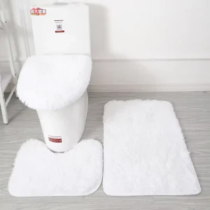 White or Grey Color Bathroom Carpet Mat Long Hair Shaggy Area Rug Door Mat