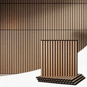 Wood Acoustic Wall Panels Decorative Slat Wood Wall Panel Soundproof for Living Room Bedroom