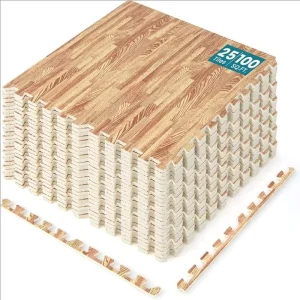 Wood Grain EVA Foam Interlocking Floor Tiles Exercise Mat for Home Gyms