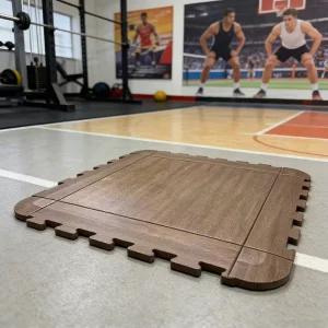 Wood Grain Interlocking PVC+Environmental Friendly Rubber Granules Durable Eco Friendly Anti Fatigue Sport Floor Mats Printed