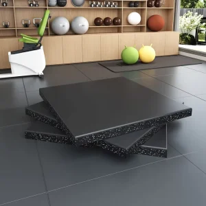 Wood Grain Rubber Gym Flooring Tiles with Shock Absorption