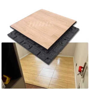 Wood Grain Vinyl Flooring Anti shock Fitness Protective Rubber Tiles Wooden Dance Floor Easy to Clean