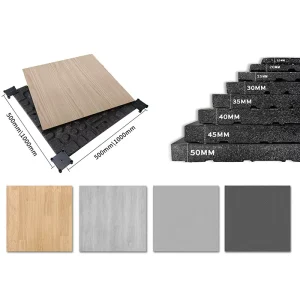 Wood Grain Vinyl Flooring Anti-shock Fitness Protective Rubber Tiles Wooden Dance Floor Easy to Clean