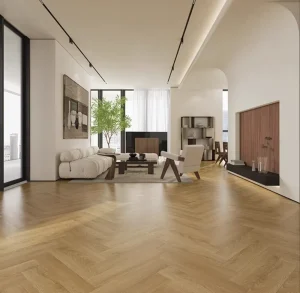 Wood Look Chevron Herringbone SPC Flooring Waterproof Scratch Resistant Vinyl Floor Planks For Indoor Renovation