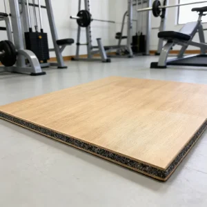 Wood Pattern PVC and Rubber 15 mm Eco-Friendly Interlocking Flooring Tiles with Shock Absorption for Fitness Gyms