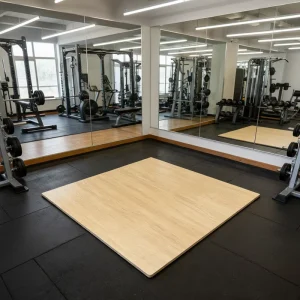 Wood Pattern PVC and Rubber Protective Flooring Mat Shock-Absorbing Interlocking Tiles for Gyms