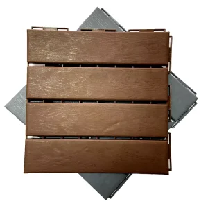 Wood Plastic Composite WPC Grid Interlocking Deck Tiles Outdoor Patio and Terrace DIY Flooring