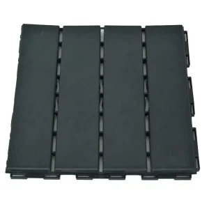 Wood Polypropylene Interlocking Patio Deck Tiles in Gray