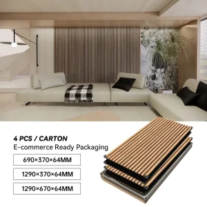 Wood Slat Acoustic Panel Sound Absorbing Wall Panel MDF Wood Veneer PET Felt Interior Wall Decoration