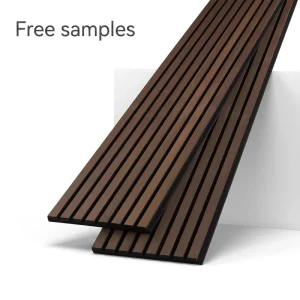 Wood Slat Acoustic Wall Panels Fire Resistant Polyester Sound Absorbing Panels Office Living Room Noise Control Interior Decor