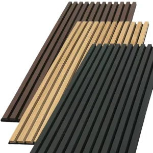 Wood Slat Polyester Fiber Acoustic Panels Grid Panels for Home Commercial Audio Room Background Wall Soundproof Decoration