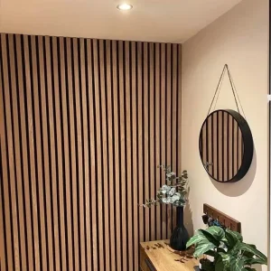 Wood Slats MDF Board Acoustic Panels with Sustainably Polyester Soundproofing Modern Design for Household & Entertainment Use