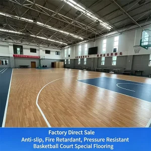 Wood grain Basketball Sports Roll out Plastic Floor Wear resistant and Pressure resistant Plastic Floor