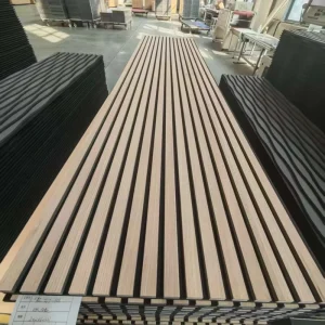 Wooden Acoustic Panels Soundproof 3D Dampening Wall Decor Slat Wall Panel for Sound Reduction MDF Polyester Fiber