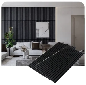 Wooden Anti Sound Wall Panel Recycled PET Felt and Black Oak Veneer MDF Wood Slat Acoustic Panel for Wall and Ceiling Decoration