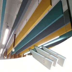 Wool Acoustic Hanging Baffles Acoustical Panel Ceiling Optimize Room Sound Vertically Installed Linear Ceiling Panels