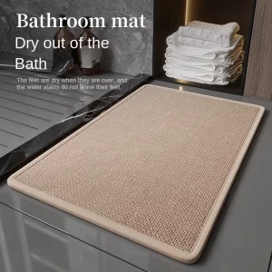 Woven Bathroom Floor Mat with Quick-Drying Water-Absorbent Rubber Backing