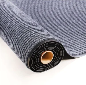 Woven Polyester Double Stripe Outdoor Floor Mat, Anti Slip, Waterproof, Dust Proof, 6mm Thick PVC-Coated Backing