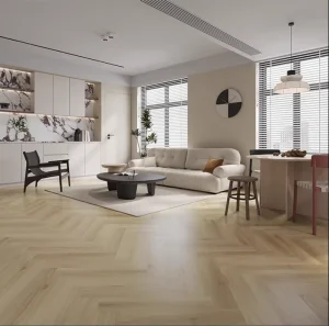 Wpc Piso Modern Grey SPC Herringbone Flooring 6mm Waterproof Click System Easy DIY Installation