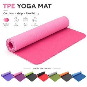 Yoga Mat TPE Exercise Mat 8/6mm 183*61cm Standard Size Non Slip Floor Pad for Beginner Class and Studio Retail